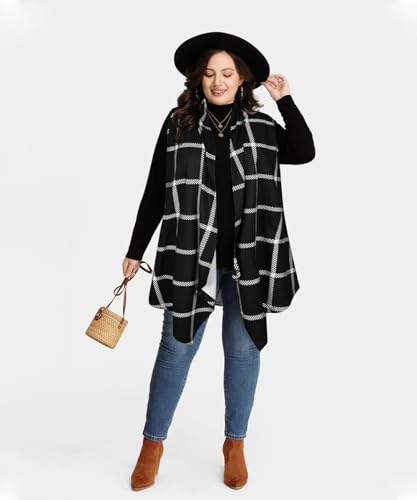 CARCOS Plus Size Cardigan for Women Solid Color/Star/Plaid/Striped Open Front Tops XL-5XL4