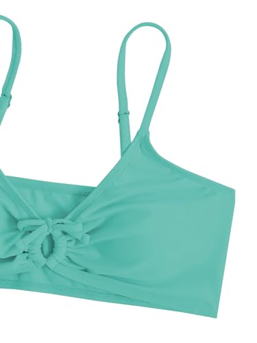 Image of COZYEASE Girls' 2 Piece Ditsy Floral Print Knot Front Ruched Triangle Bikini Swimsuit