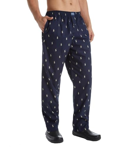 Image of POLO RALPH LAUREN Men's Big Man Printed Polo Woven Pajama Pant, RY27RX, Navy /Cream, 1XL