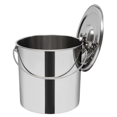 Seau en Acier Inoxydable 304 de 20L pour Cuisine et Camping - Avec Couvercle, Épaisseur 1,6mm,...