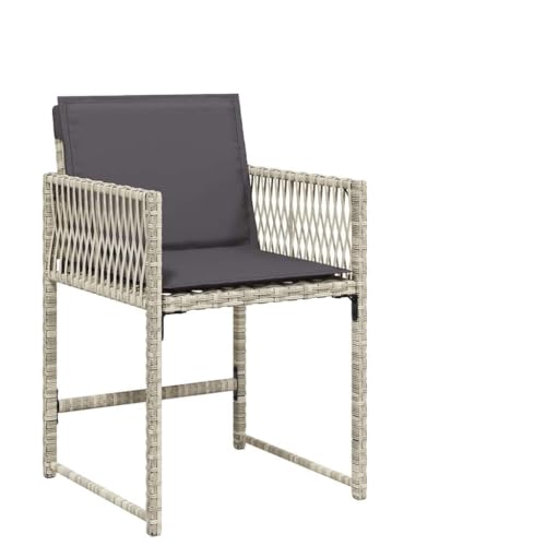 Mhdvray Lot de 4 Chaises de Jardin en Résine Tressée avec Coussins Anthracite Fauteuils d'Extérieur en Poly Rotin Gris Clair pour Terrasse Balcon et Patio...