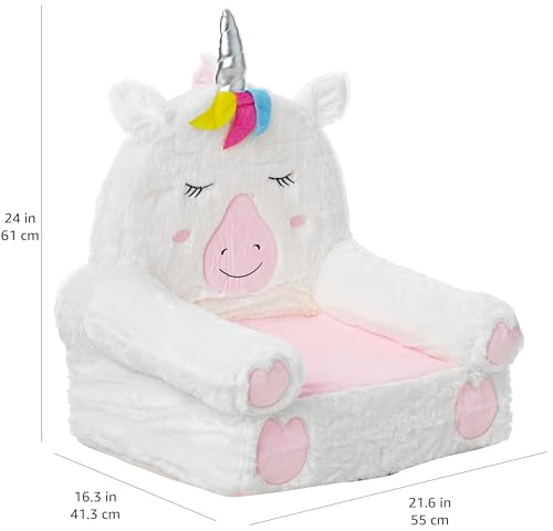Image of Amazon Basics Children's Plush Toddler Chair for Bedroom, Easy to Clean, Unicorn, Medium, Multicolor