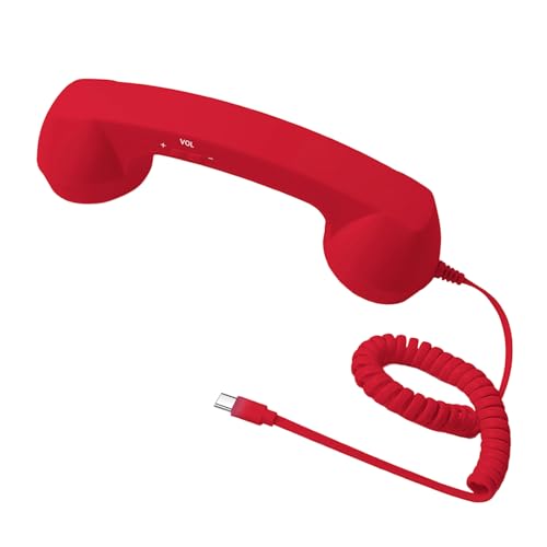 Receptor de teléfono retro tipo C con cable directo y botón de respuesta para llamadas claras