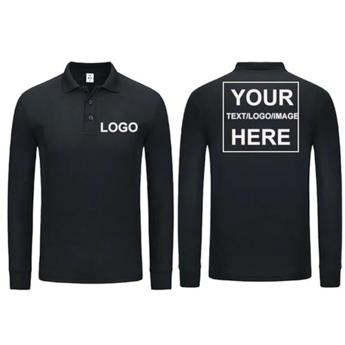 Polo De Manga Larga Personalizado para Hombre, Camisa De Trabajo Informal De Negocios Personalizada con Logotipo, Texto/Imagen DIY, Camiseta De Oficina A La Moda Color1,XXL