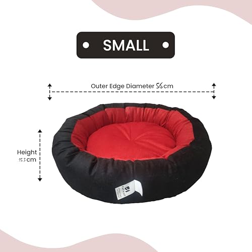 Image of Small Size Dog Bed for Small Size Dogs, Puppies, Kitten and cat Bed Velvet Fabric Dual Color Red-Black Anti Skid Bottom Washable Export Quality Pet Bed