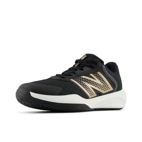 New Balance Women's 696 V6 Tennis Shoe, Black/White, 8.5 W