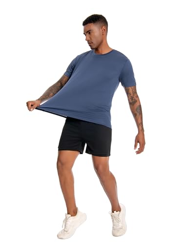 Nutria Mens Dry Fit Workout Shirts 3 Pack Short Sleeve Gym Athletic Running Tees Moisture Wicking Light Breathable Cool U183