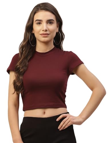 Image of Women Solid Super Soft streachable Cotton Lycra Blended Crop Top