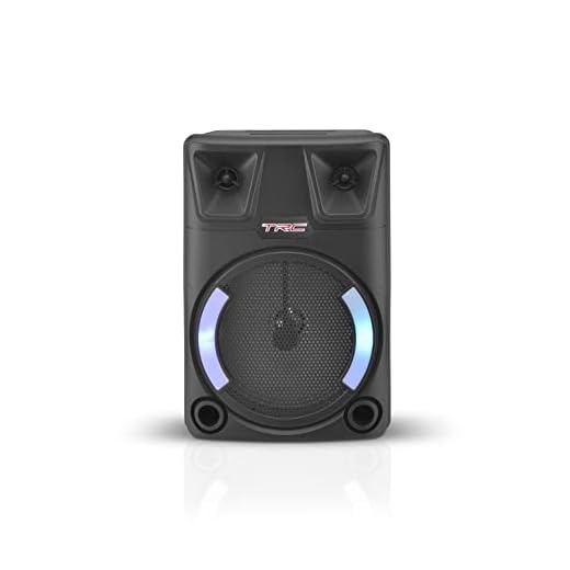 Caixa de som bluetooth 120W Rms LED USB leitor de cartão alto-falante de 8” microfone com fio e controle remoto TRC X120