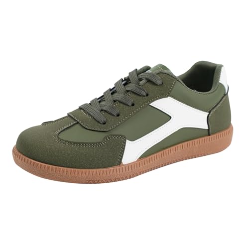 LinRim Zapatillas de deporte para mujer, estilo retro, zapatillas de deporte con partes de contraste y suela de caramelo, clásicos, para el tiempo libre, verde, 39