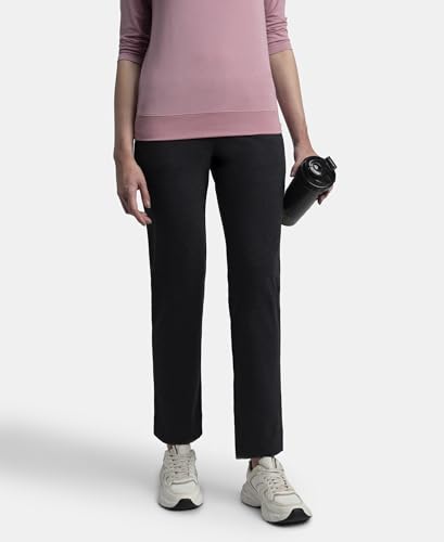 Image of Jockey 1302 Men's Super Combed Cotton Elastane Stretch Relaxed Fit Trackpants with Side Pockets Black L