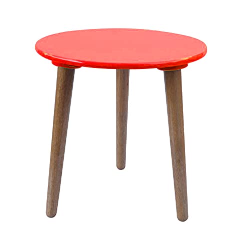 Image of Shoppee Foldable Oval Shaped Bed Side Table for Coffee Tea & Living Room Beauty Full Table (Large, Red)