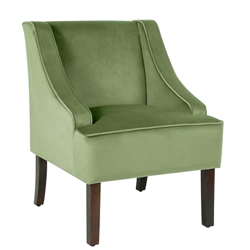 Image of HomePop Velvet Swoop Arm Accent Chair - Green Velvet