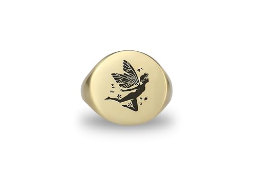Bague de fée gravée en argent massif avec détails ciselés main