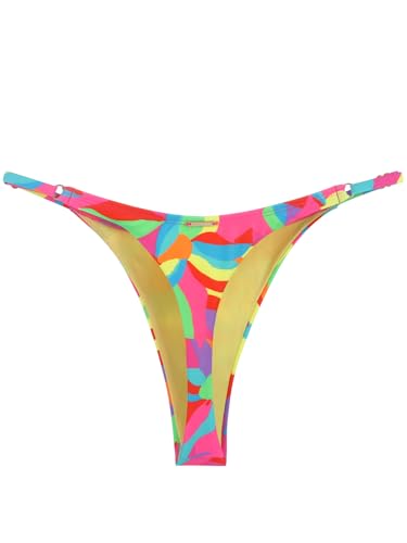 Bas de bikini string taille haute réglable RELLECIGA pour femme en noir chic