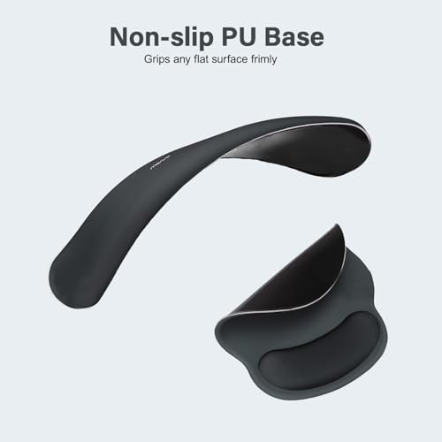 Image of MOSISO Wrist Rest Support for Mouse Pad&Keyboard Set, Circle Curved Ergonomic Mousepad&Coaster Non-Slip Base Home /Office Pain Relief&Easy Typing Pad with Soft Cloth&Raised Memory Foam, Slate Gray
