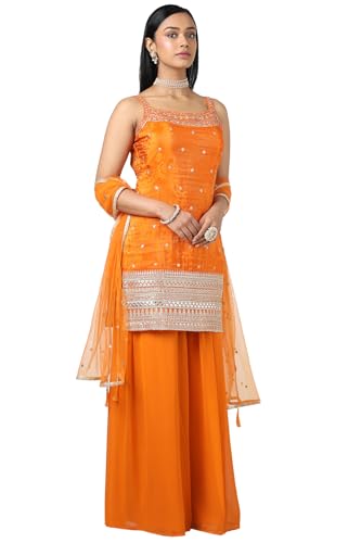 Image of Soch Womens Tissue Embroidered Suit Set With Sequins