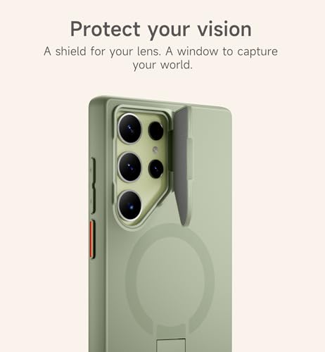 Image of SURITCH for Samsung Galaxy S23 Ultra Phone Case, Magnetic Protective Cover with Camera Cover & Adjustable Metal Kickstand for Galaxy S23 Ultra -Sage Green