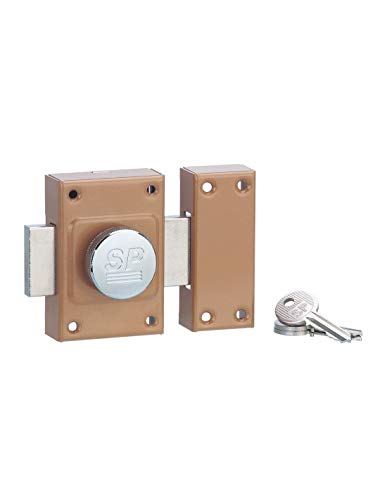 Serrurerie de Picardie 00801010 Verrou de porte SP 1010 à bouton et cylindre à goupilles 40 mm...