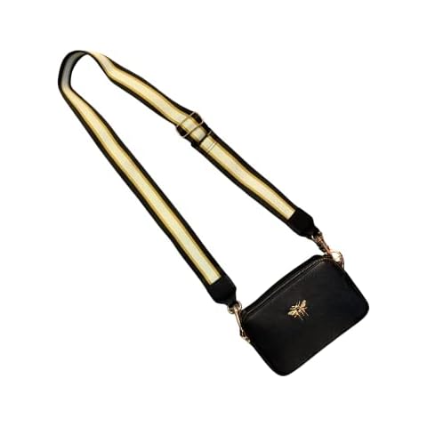Alice Wheeler Bee Camera Plimlico Crossbody Bag with striped strap (Black) Cover