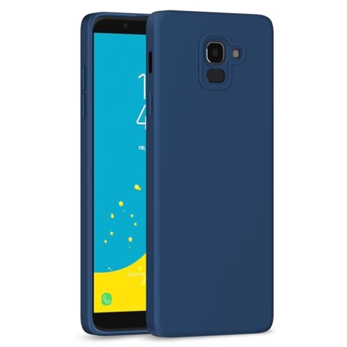 Image of Outlouders Back Cover for Samsung Galaxy J6 2018 | Camera Protection | Durable Soft Matte Silicone Bumper Case (Blue)