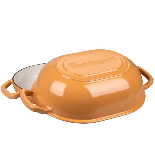 VORRINGARD Enameled Cast Iron Sourdough Bread Oven, Dutch Oven, Loaf Cast Iron Bread Pan for Homemade Bread Baking, Meatloaf Pan with Lid, 7QT, Yellow by VORRINGARD - Used condition - Image 4