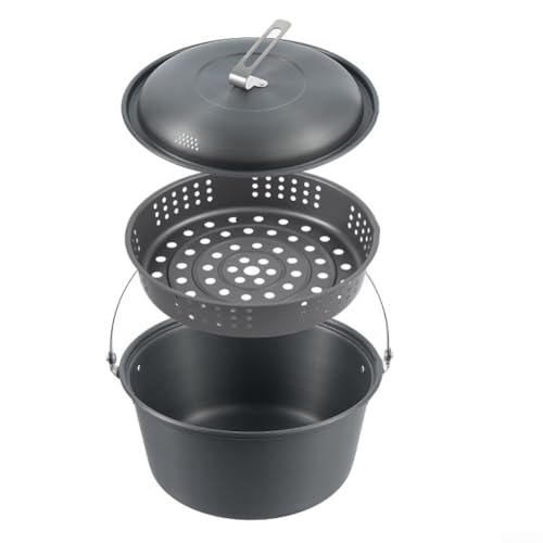 Juego de ollas de vapor de aleación de aluminio 4 5L para acampar y aventuras culinarias al aire libre (maceta colgante)