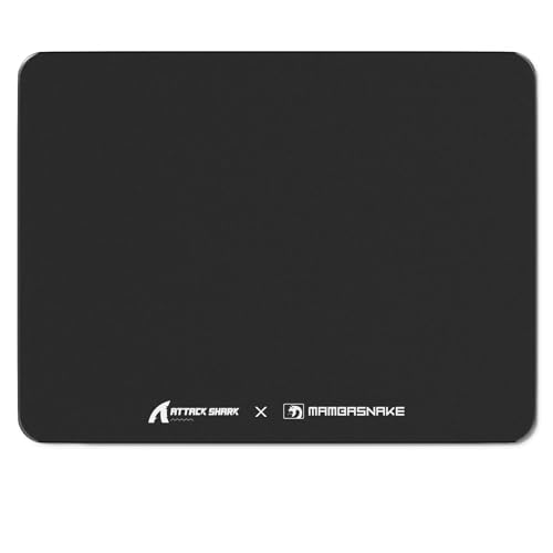 ATTACK SHARK CM05SE Tapis Souris Verre Trempé, 9H Dureté Anti-Rayures, Surface Ultra-Lisse Gravée Nano, Base PU Antidérapante, Haute Précision,...