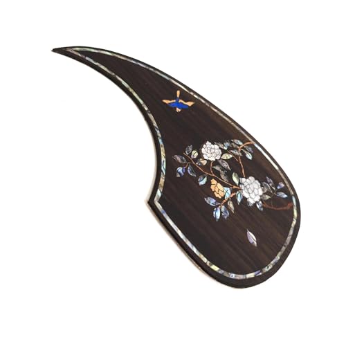 Pickguard De Guitare アコースティックギター ピックガード ローズウッド 木象嵌 アワビの花