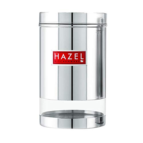Image of HAZEL Stainless Steel Transparent Glossy Finish See Through Container, Silver, Set of 2, 1700 Ml