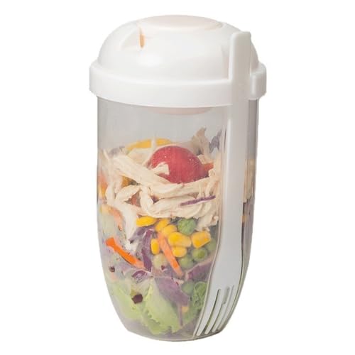 Insalata Shaker Cup con contenitore per condimento, da 20 once di preparatore di preparazione per pasto insalata con portata a prelievo separato, scatola da pranzo a prova di perdita bianca per uffic