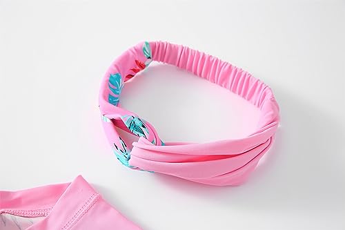 Image of Girls Swimsuit 3-10 Years UPF 50+ UV One Piece Swimwear with Hair Band