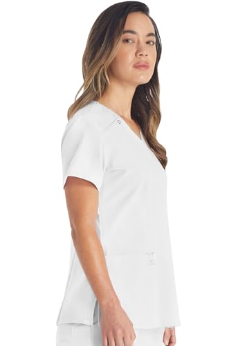 Dickies EDS Essentials Scrubs, V-Neck Womens Tops with Four-Way Stretch and Moisture Wicking DK615, S, White - image 6