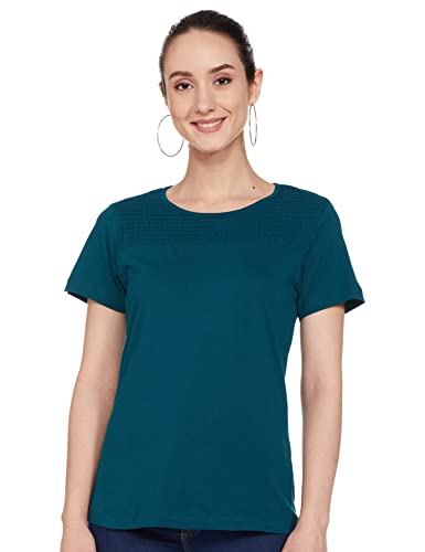Image of Max Women Cotton Smocked Yoke Regular Fit Top