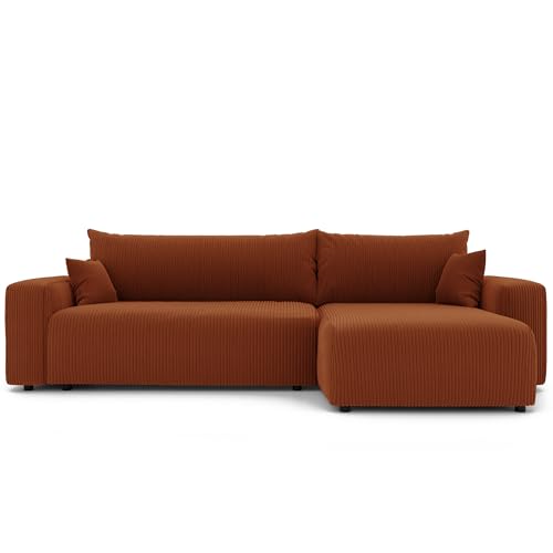 GREKPOL Canapé d'angle avec fonction couchage 278 x 145 cm, taille XL, canapé d'angle avec fonction couchage et tiroir de lit, canapé-lit avec tiroir de...
