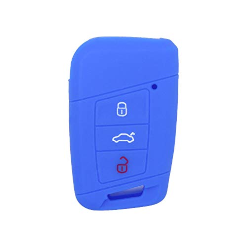 BROVACS Silicone Cover Protector Case Holder Skin Jacket Compatible with VOLKSWAGEN Passat B8 Magotan SKODA Superb A7 3 Button Smart Remote Key Fob CV9807 Deep Blue - Image 2