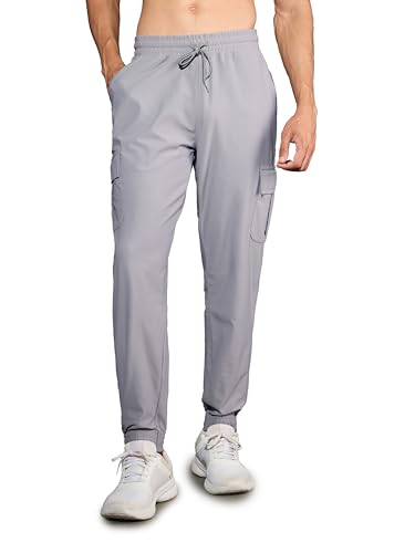 Image of TECHNOSPORT Men's Solid Slim Fit Sports Cargo Joggers DURACOOL+ Quick Dry Breathable Moisture Wicking Stretch Gym Track Pants Running Training Fitness Activewear