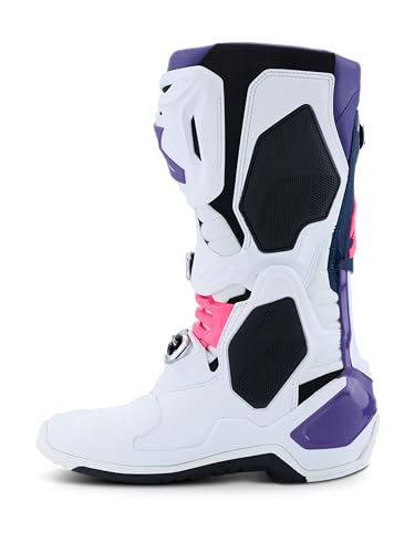 Image of Alpinestars Tech 10 Boots, High-Performance Motocross Boots, CE-Certified, 10, White /Violet /Navy blue /Pink Fluo