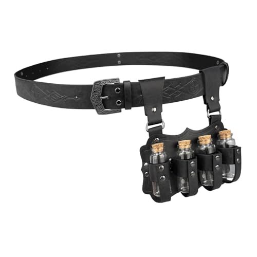 Qianly Cinto de medieval com rebite de cintura para calças de férias, Preto
