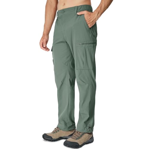 ADHOWBEW Cargo Pants for Men Elastic Waist Big and Tall Baggy Lightweight Work Hiking Relaxed Fit Joggers3