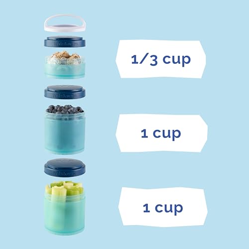 Image of Whiskware Bluey Stackable Snack Containers for Babies, Toddlers, and Kids, 3 Stackable Snack Cups for School and Travel, Cupholder Friendly, Bluey, Bingo, Bandit Heeler, and Chilli, Dance Mode!