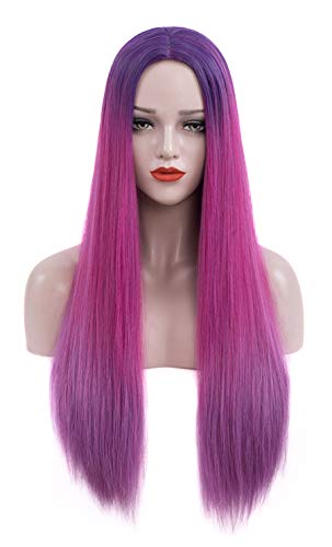 Mersi Purple Wigs for Women Ombre 26   Long Straight Hair Wig Synthetic Natural Cute Wigs for Party Halloween S034PR1