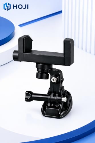 Image of HOJI 2-in-1 Bike Phone Mount & Helmet Camera Kit - Anti-Vibration Handlebar Holder & Curved 3M Chin Mount for POV Video - Compatible with iPhone, GoPro Hero 14 /13, Insta360 & DJI Action (Black)