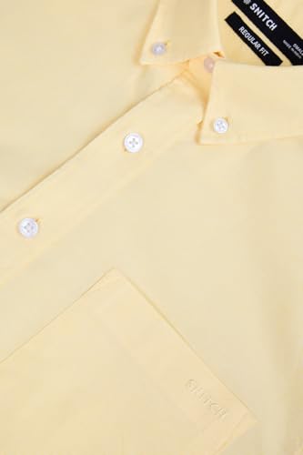 Image of SNITCH Men Formal Shirt | Regular Fit Long Sleeve Button-Down Collar Solid Style | 100% Cotton & Breathable Oxford Fabric for Office, Special Events & Smart Casual Wear