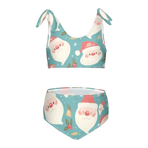 Ho Ho Ho Pattern Funny Christmas Girls 2 Piece Kids Bikini Set Scoop Neck Swimsuit Swimming Suits Adjustable Strap