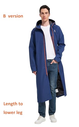 Image of NORDIC OUTLAND Rain Jacket Men,Waterproof Breathable Long Raincoat with Hood Mesh Lining,Windbreaker for outdoor activities