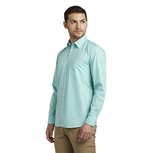 Image of Parx Men's Pure Cotton Dobby Pattern Slim Fit Semi Cutaway Collar Full Sleeve Casual Shirt