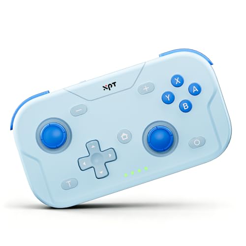 XPT Portable Mini Controller for Nintendo Switch 2/Switch 1/PC/iOS/Android/Steamdeck, Joystick Lift and Down Design,Wireless Bluetooth & Wired Gamepad with Turbo Function, 6-Axis Gyro, HD Vibration & 3D Joysticks, Home Button Wake-Up (blue)
