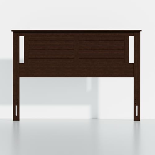 ComfIQ Serene Queen Shiplap-Inspired Headboard Stained Walnut