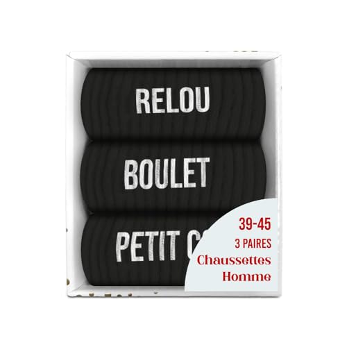 Chaussettes homme relou noir STC le coffret trio anti-glissement pour pieds sensibles